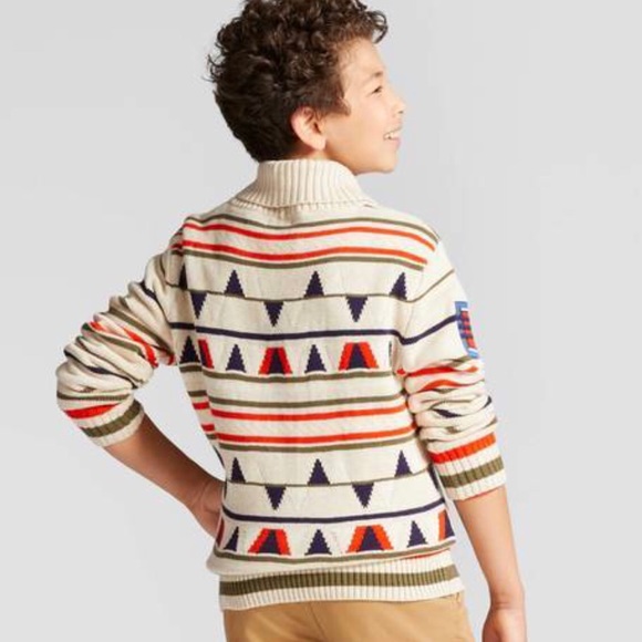 Cat & Jack Boys Collared Sweater Cardigan Wolf - Picture 4 of 7